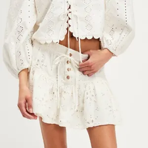 Free People Roselle Eyelet White Mini Skirt