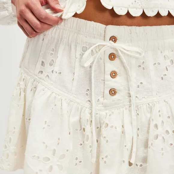 Free People Roselle Eyelet White Mini Skirt