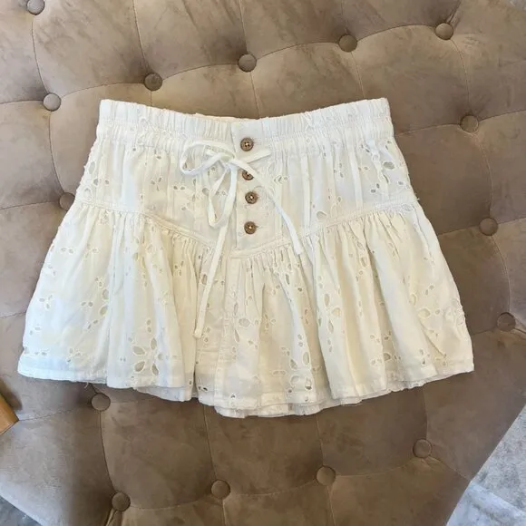 Free People Roselle Eyelet White Mini Skirt
