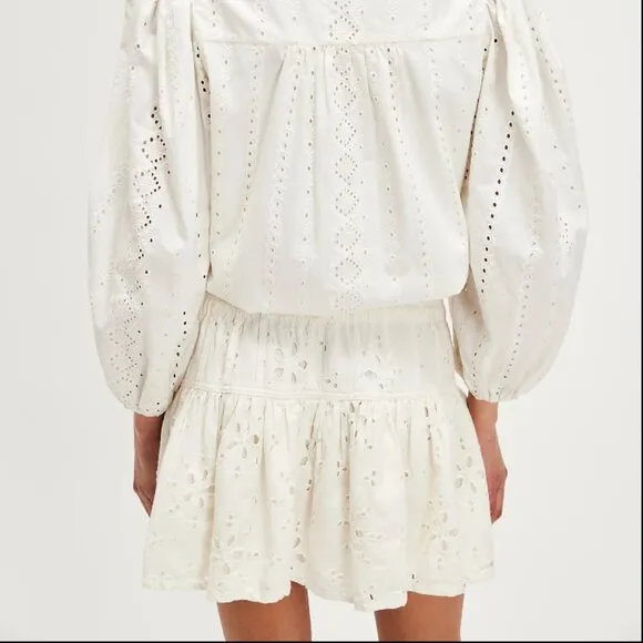 Free People Roselle Eyelet White Mini Skirt