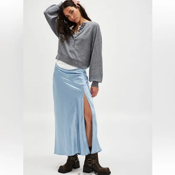 Free People Sasha Satin Maxi Skirt NWT Size 12