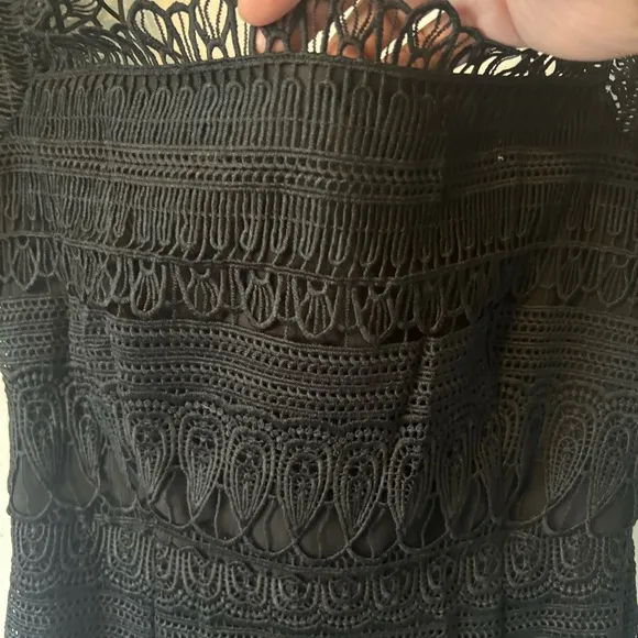 Free People Saylor Mariahmidi dress SzL Crochet Graduation Formal Fb Black Lace