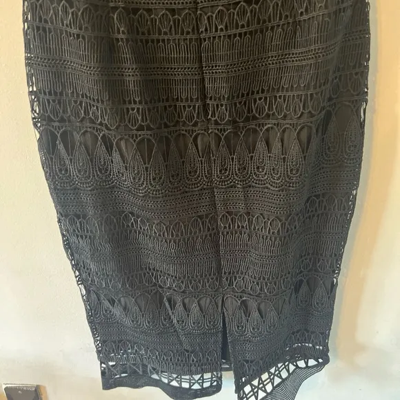 Free People Saylor Mariahmidi dress SzL Crochet Graduation Formal Fb Black Lace