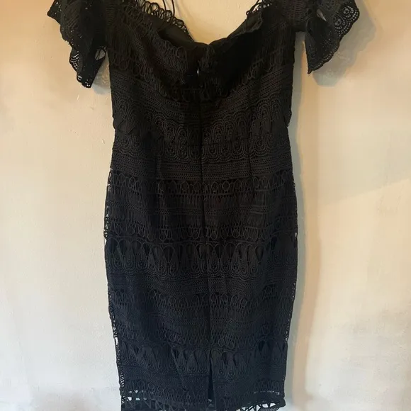 Free People Saylor Mariahmidi dress SzL Crochet Graduation Formal Fb Black Lace