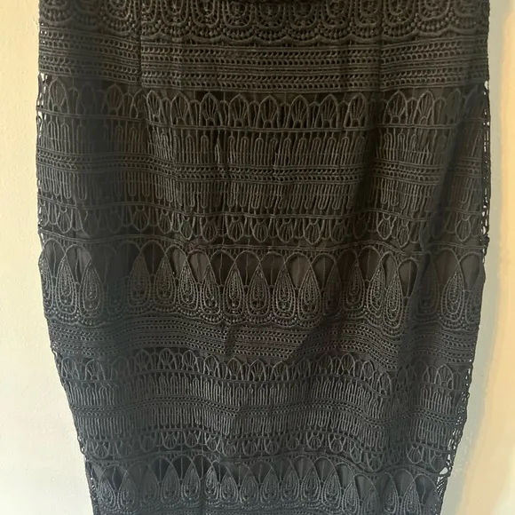 Free People Saylor Mariahmidi dress SzL Crochet Graduation Formal Fb Black Lace