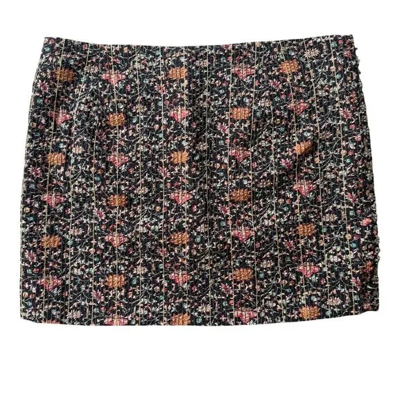 FREE PEOPLE Sequin Embellished Floral Mini Skirt
