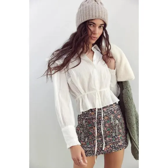 FREE PEOPLE Sequin Embellished Floral Mini Skirt