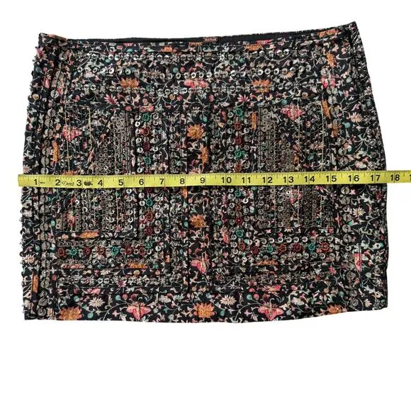 FREE PEOPLE Sequin Embellished Floral Mini Skirt