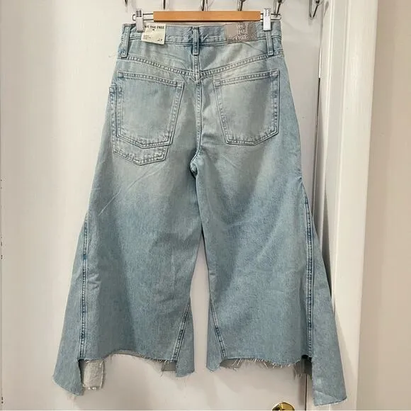 Free People We The Free Ripple Wide-Leg Crop Jeans Size 27