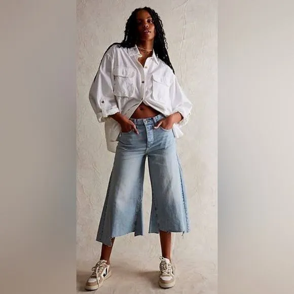 Free People We The Free Ripple Wide-Leg Crop Jeans Size 27