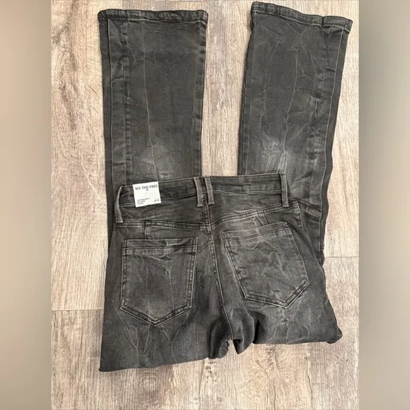 Free People We The Free Vector Moto Mid Rise Flare Jeans Size 26