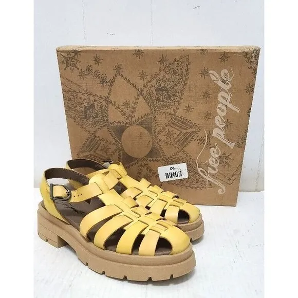 Free People  Women's Delaney Fisherman Platform Sandals in Yellow Size 1…