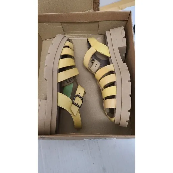 Free People  Women's Delaney Fisherman Platform Sandals in Yellow Size 1…