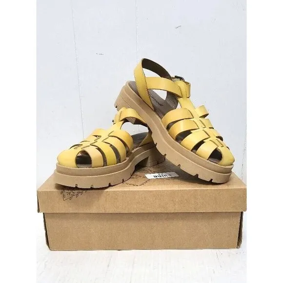 Free People  Women's Delaney Fisherman Platform Sandals in Yellow Size 1…