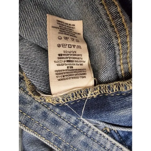 Free People Women's Denim Side Zip Skinny Bib Overalls 27