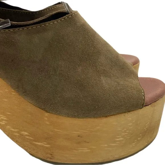 Free People Womens Shoes Touch The Sky Sandals Sz 8.5 Taupe Suede Platform Wrap