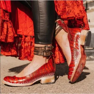 FREEBIRD BY STEVEN Maribel Red Croco Strappy Shoes 7