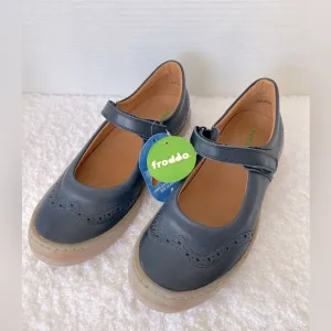 Froddo Girls Navy Leather Barefoot Mary Jane Shoes Size EU 37 US 5.5 NWT