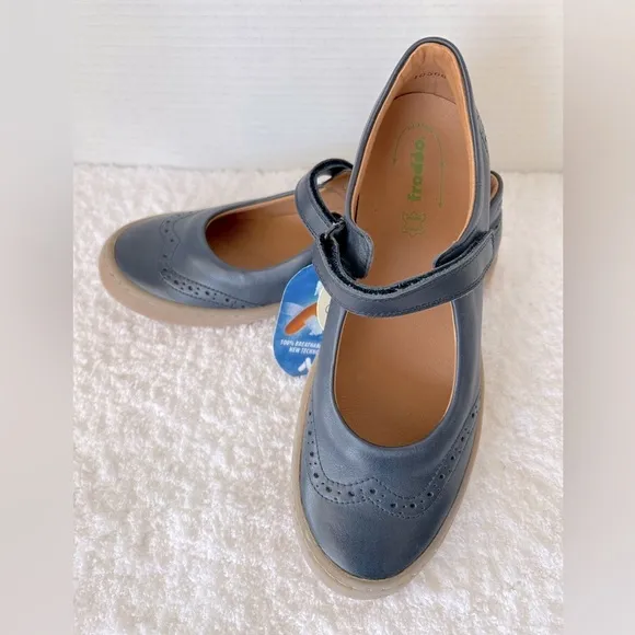 Froddo Girls Navy Leather Barefoot Mary Jane Shoes Size EU 37 US 5.5 NWT