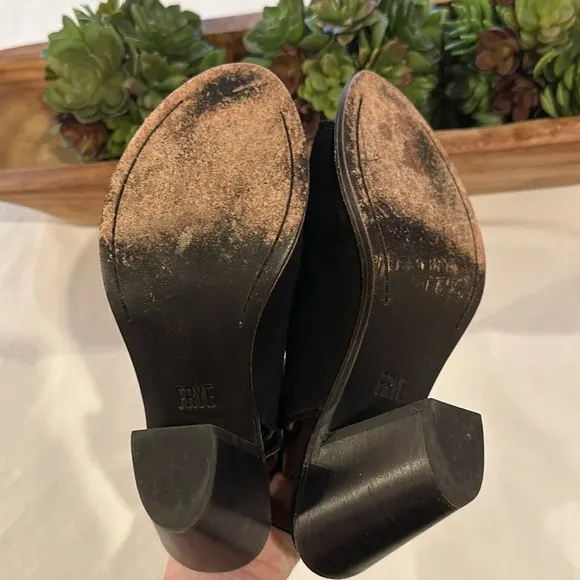 FRYE Courtney Sling Back Peep Toe Shootie Bootie boot heeled heels shoes 7.5 EUC