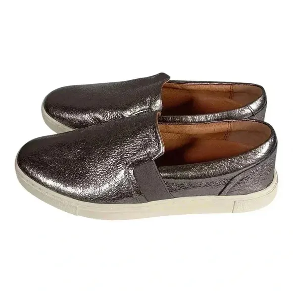 Frye Ivy Slip on Shoes Loafers Comfort Sneakers Silver Leather Women's 7 M