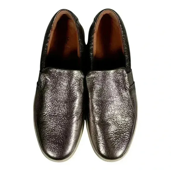 Frye Ivy Slip on Shoes Loafers Comfort Sneakers Silver Leather Women's 7 M