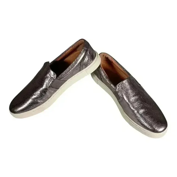 Frye Ivy Slip on Shoes Loafers Comfort Sneakers Silver Leather Women's 7 M