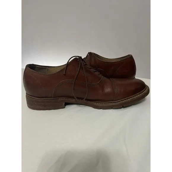 Frye James Bal Lug Oxford 87943 Mens‎ Brown Leather Lace Up Cap Toe Shoes 9 1/2D