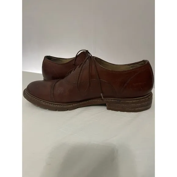 Frye James Bal Lug Oxford 87943 Mens‎ Brown Leather Lace Up Cap Toe Shoes 9 1/2D