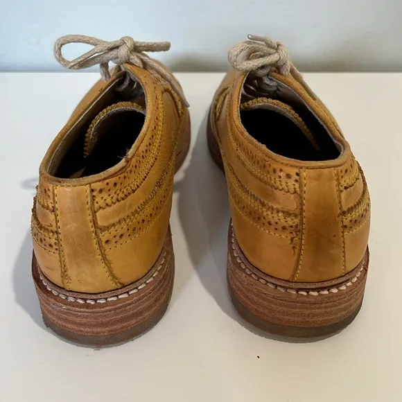Frye Men’s Tan Leather Oxford Wingtip Shoes Sz 8 Dress Classic Perforated Laces
