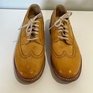 Frye Men’s Tan Leather Oxford Wingtip Shoes Sz 8 Dress Classic Perforated Laces