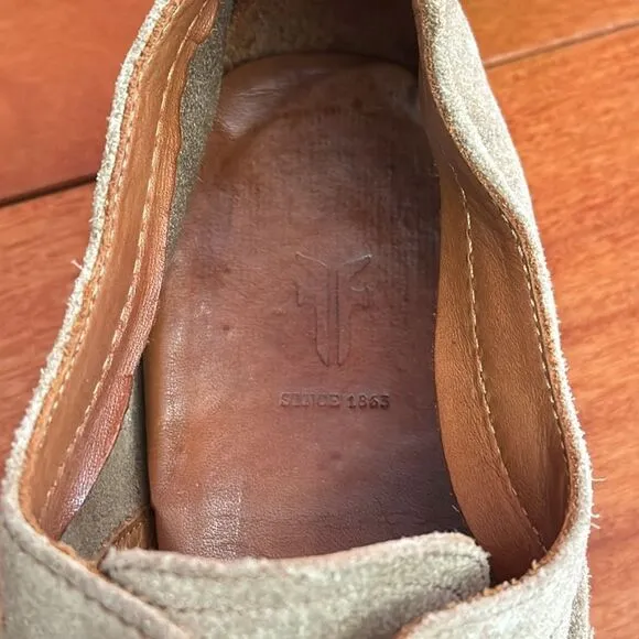 Frye Shoes Suede Paul Bal Ash Oxford Mens slip on Cap Toe size 9.5D