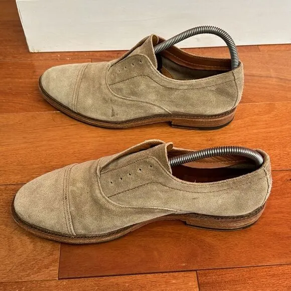 Frye Shoes Suede Paul Bal Ash Oxford Mens slip on Cap Toe size 9.5D