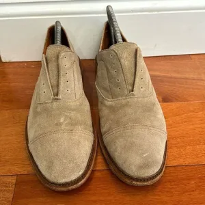 Frye Shoes Suede Paul Bal Ash Oxford Mens slip on Cap Toe size 9.5D