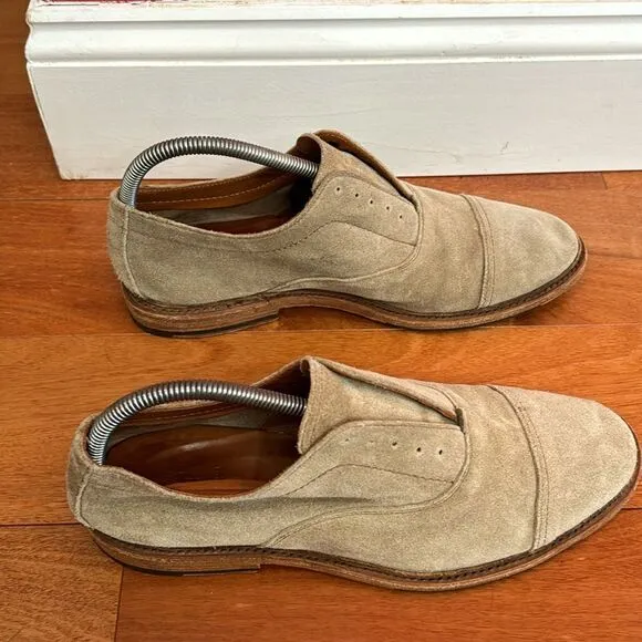 Frye Shoes Suede Paul Bal Ash Oxford Mens slip on Cap Toe size 9.5D
