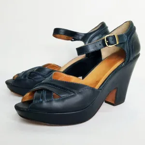 Frye Womens Leather Mary Jane Wedge Heeled Platform Sandals Shoes Forest Green