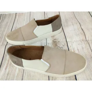 Frye Women's White Tan Gemma Suede Sneaker 8 M