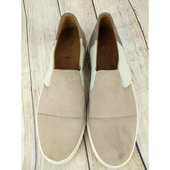 Frye Women's White Tan Gemma Suede Sneaker 8 M