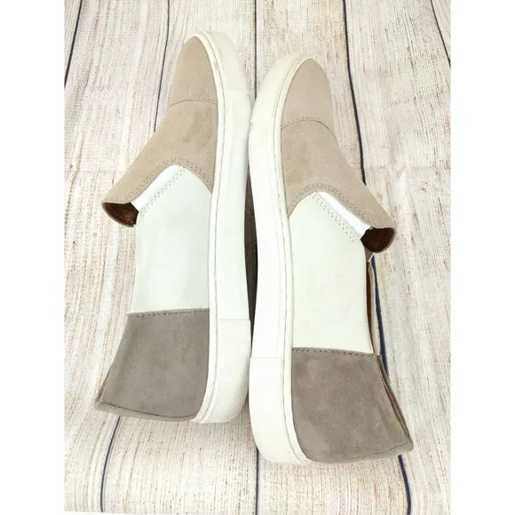 Frye Women's White Tan Gemma Suede Sneaker 8 M