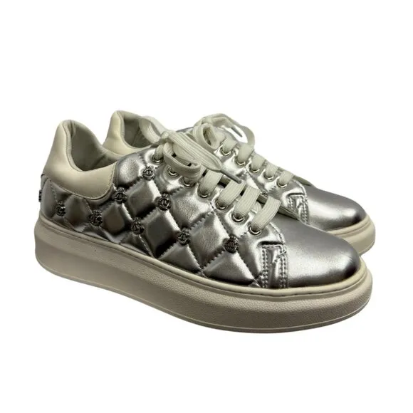 GAëLLE Silver Metallic Sneakers