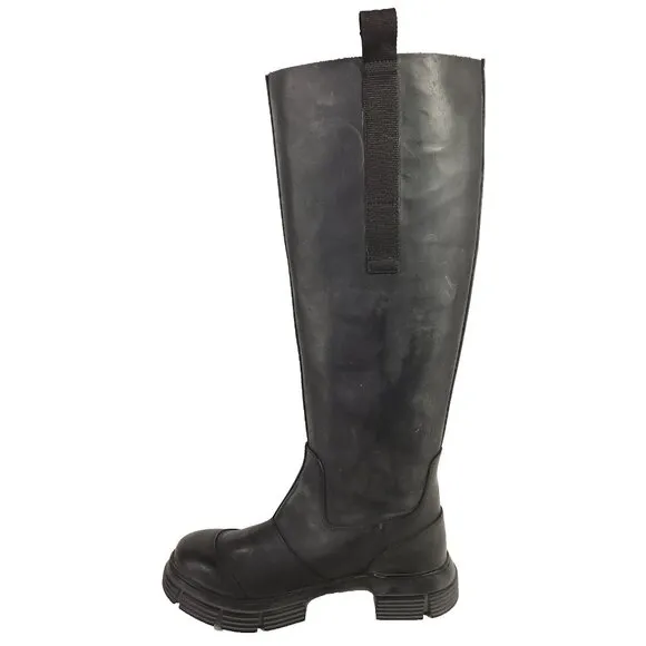 Ganni Recycled Rubber Country Boots Size 38 US 8 Black $375
