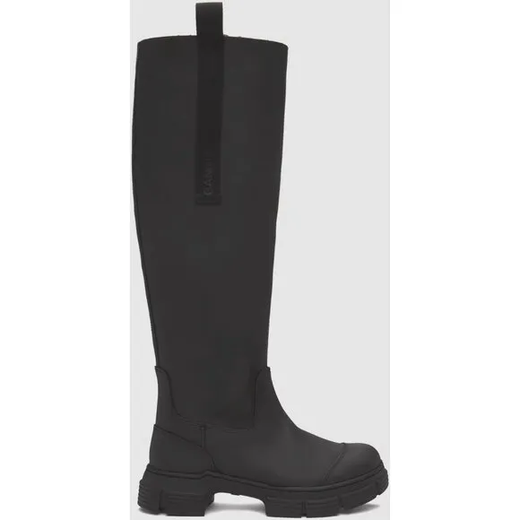 Ganni Recycled Rubber Country Boots Size 38 US 8 Black $375