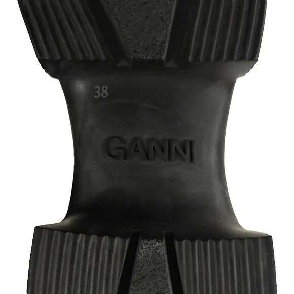 Ganni Recycled Rubber Country Boots Size 38 US 8 Black $375