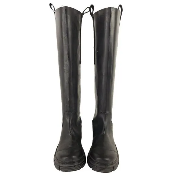 Ganni Recycled Rubber Country Boots Size 38 US 8 Black $375