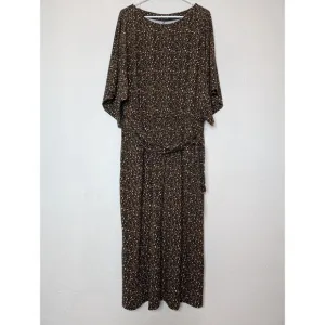 Garnet Hill Prato Knit Midi Dress Gold Texture Womens Size Large Belted Modern