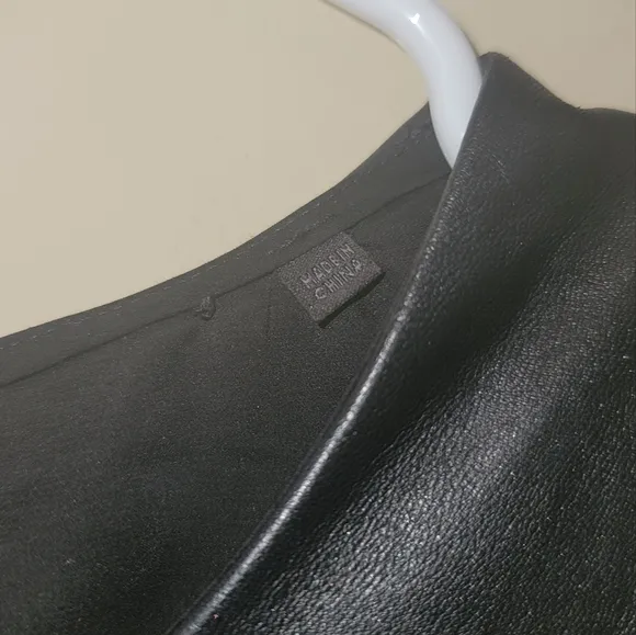 Genuine Black Leather Sleeveless Tank Pleated Belted Dress