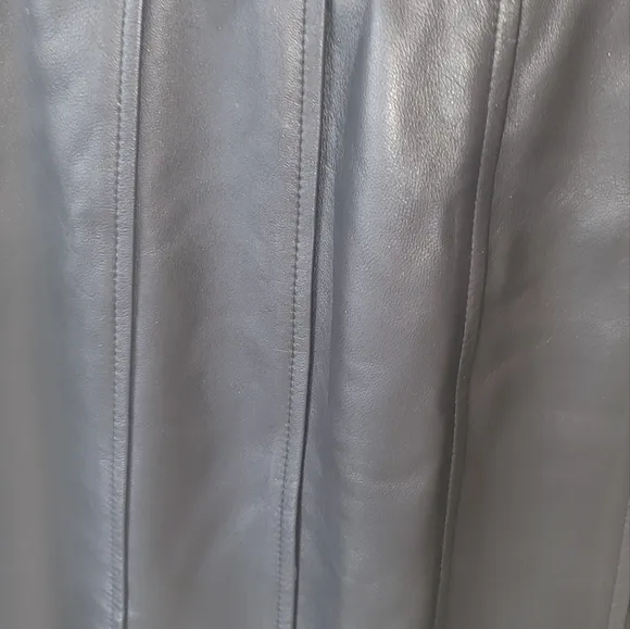 Genuine Black Leather Sleeveless Tank Pleated Belted Dress