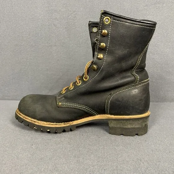 Georgia Boot Steel Toe 8.5 M Black USA Waterproof Logger Boot 8&quot; Shaft