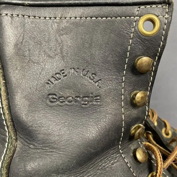 Georgia Boot Steel Toe 8.5 M Black USA Waterproof Logger Boot 8&quot; Shaft