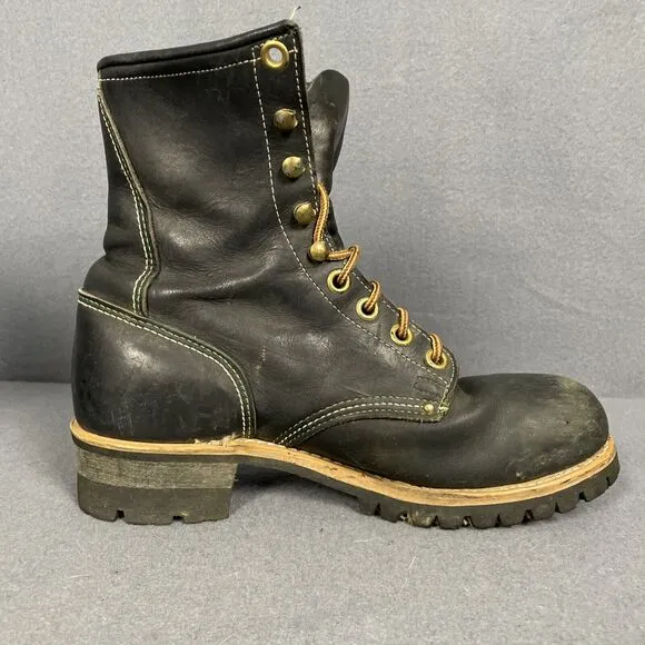 Georgia Boot Steel Toe 8.5 M Black USA Waterproof Logger Boot 8&quot; Shaft